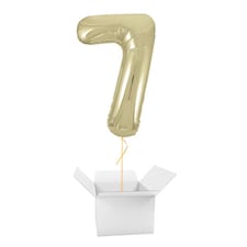 Soft Gold Number 7 Helium Foil Giant Balloon - Inflated Balloon in a Box