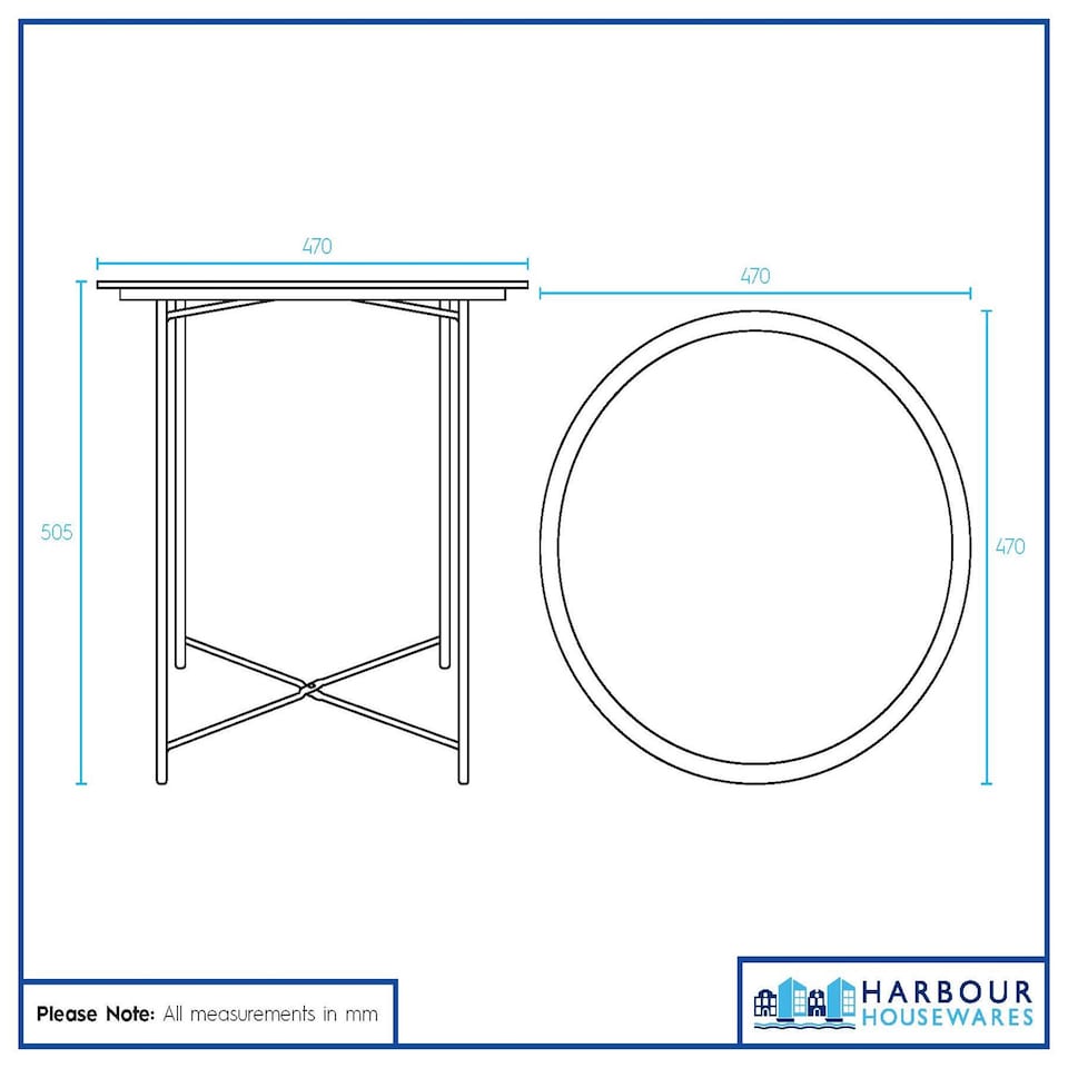 image 1 of Harbour Housewares Round Steel Tray Tables - Matt Grey - Pack of 2