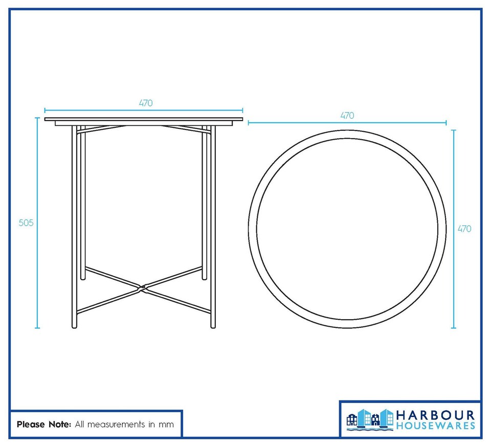 image 1 of Harbour Housewares Round Steel Tray Tables - Matt Grey - Pack of 2