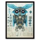 image 1 of Owl Robot Blueprint Sci-Fi Diagram Engineering Black Framed Wall Art Print A4