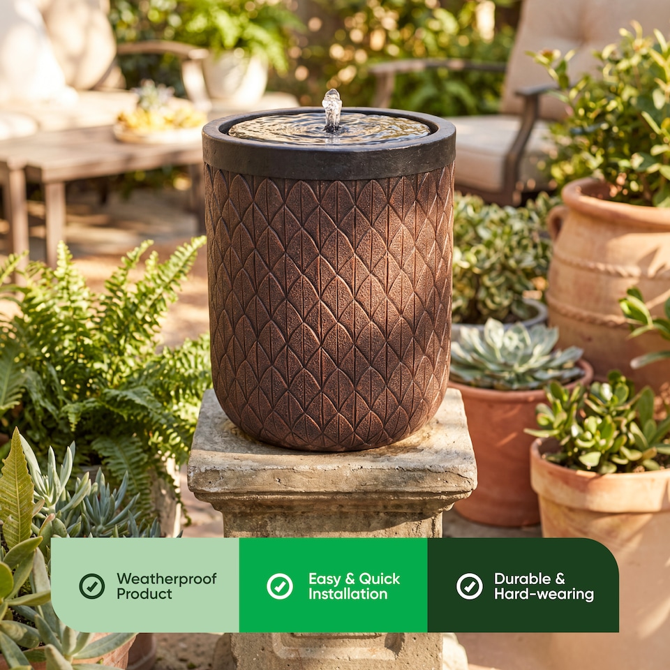 image 1 of Gardenwize Solar Powered Diamond Weave Solar Water Feature