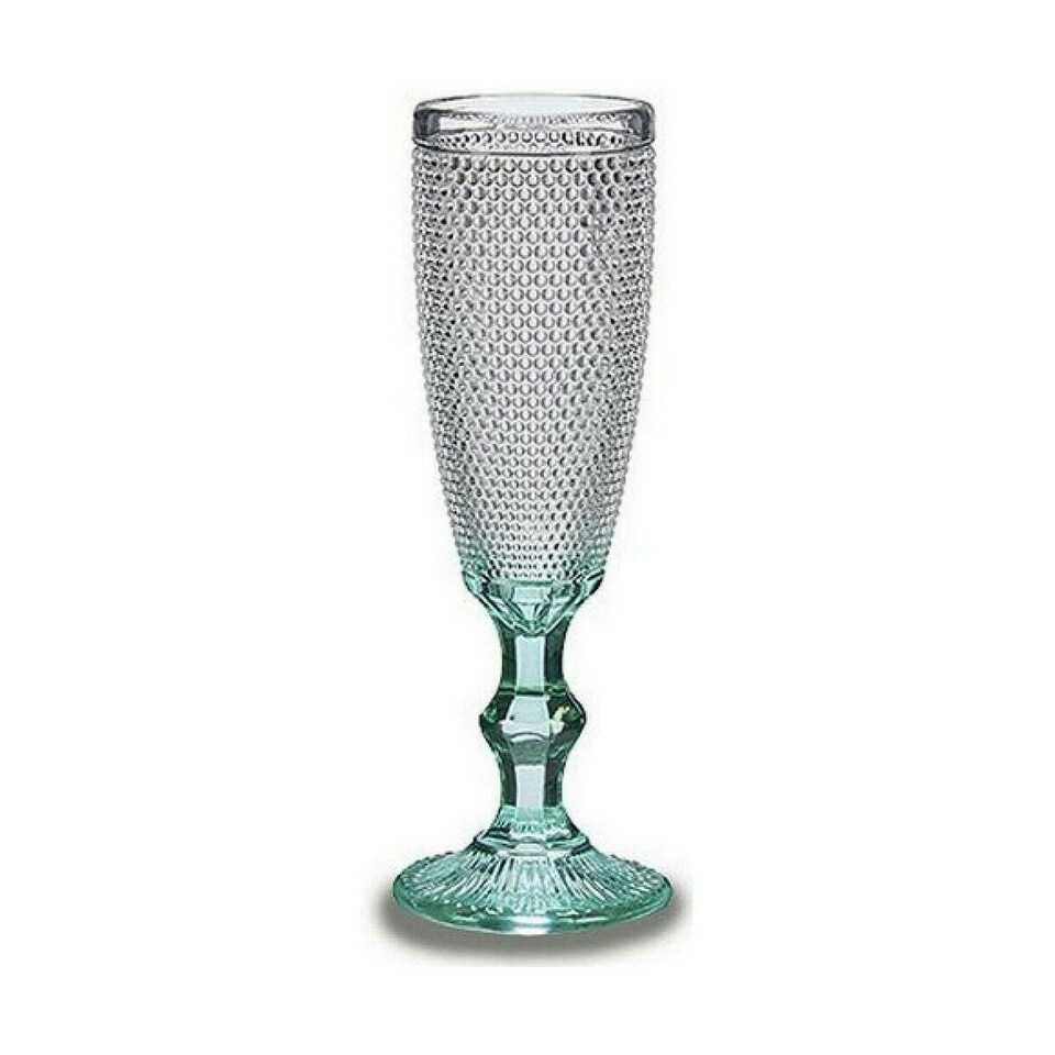 image 1 of Champagne glass Vivalto PR05720ZD/BHA6 Transparent Turquoise Glass 185 ml Points (6 Units) N/A