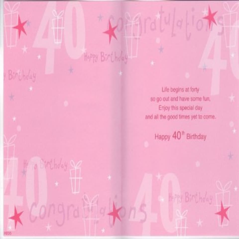 image 1 of Happy 40th Birthday Nice Verse Foil Card