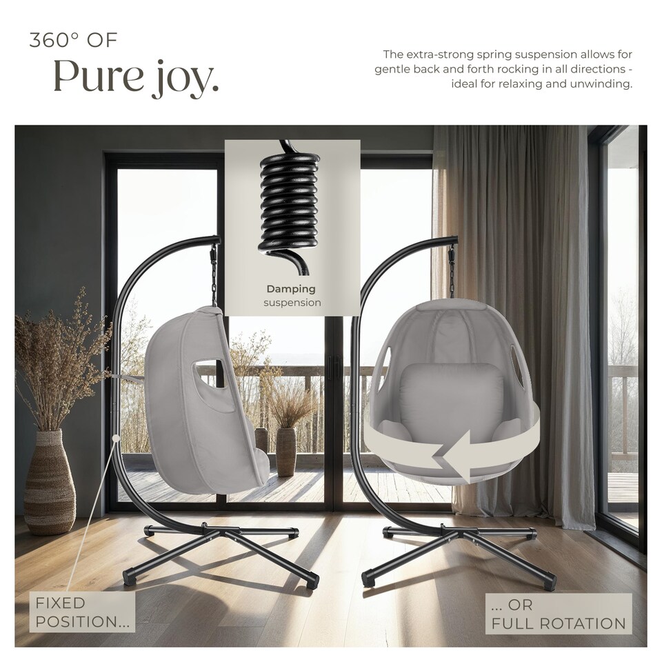 image 1 of Hanging Egg Chair Anika - with frame and extra thick seat cushion | Grey | light grey | One Size | 1