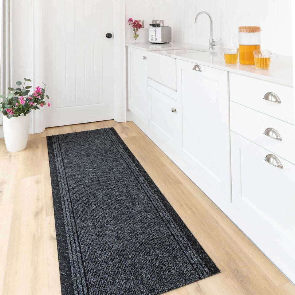 image 1 of kukoon 3ft - 39ft Long Dark Grey Hallway Runner Rug Stair Carpet Mat 60cm x 183cm