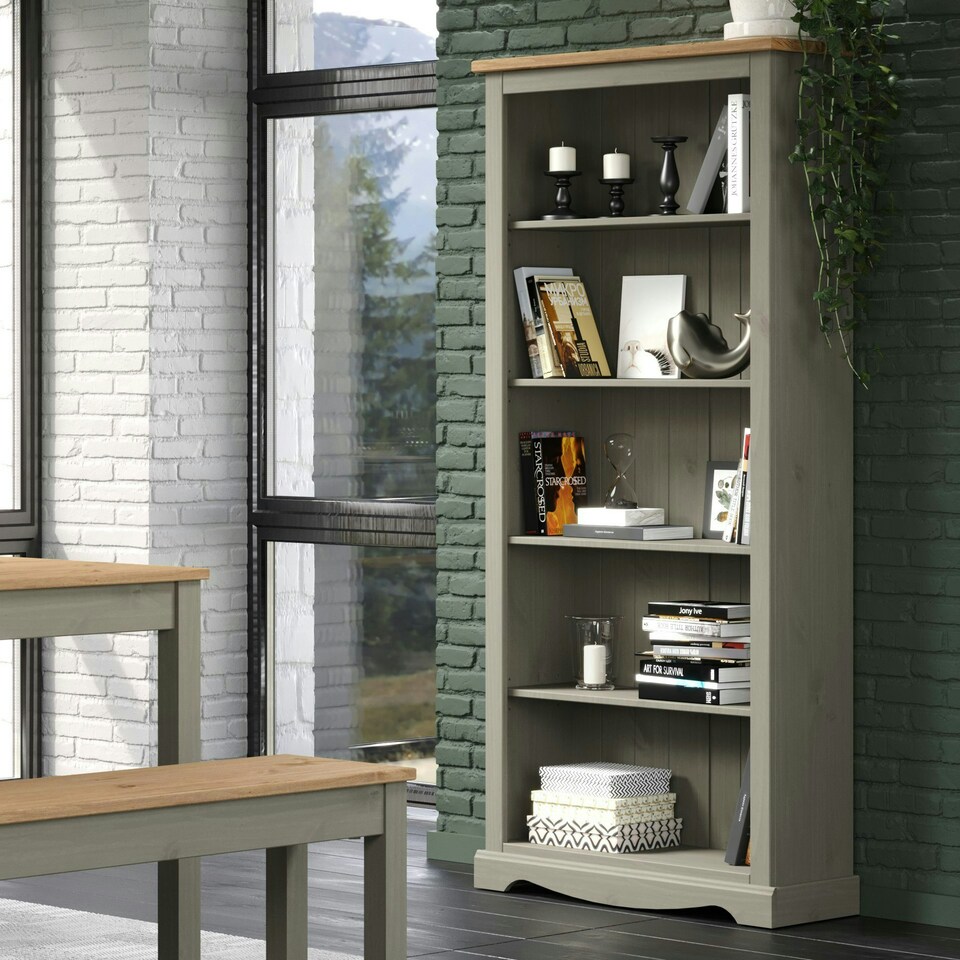 image 1 of Core Products Corona Grey Tall Bookcase H176.6cm x W80.0cm x D29.6cm Grey