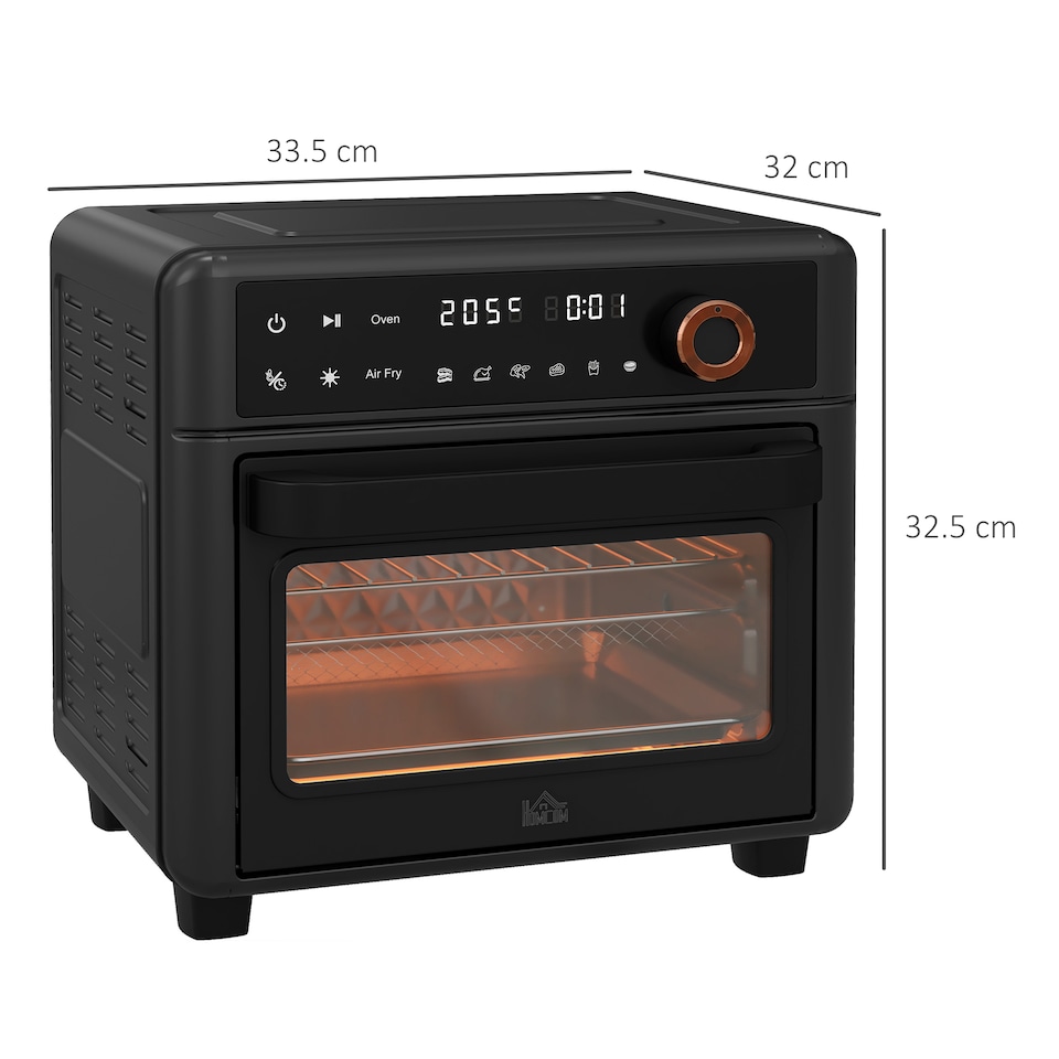 image 1 of HOMCOM Air Fryer Oven, 13L Multifunction Mini Oven, Countertop Convection Oven with Glass Door, Adjustable Temp and Timer, 12 Preset Programs, Oil-Less Cooking, Accessory Included, 1500W
