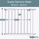 image 3 of Safetots Super Narrow Baby Gate, 60.5cm - 66.5cm, White, Child Safety Barrier, Pressure Fit Stair Gate | White | 1