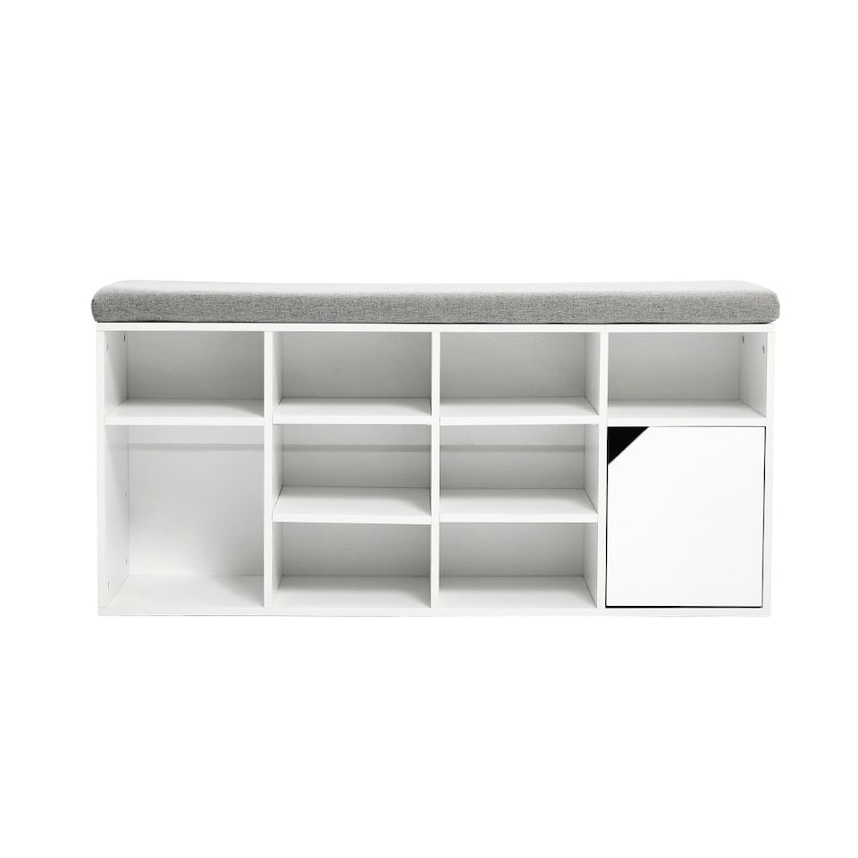image 1 of Living and Home Padded Shoe Storage Bench - White
