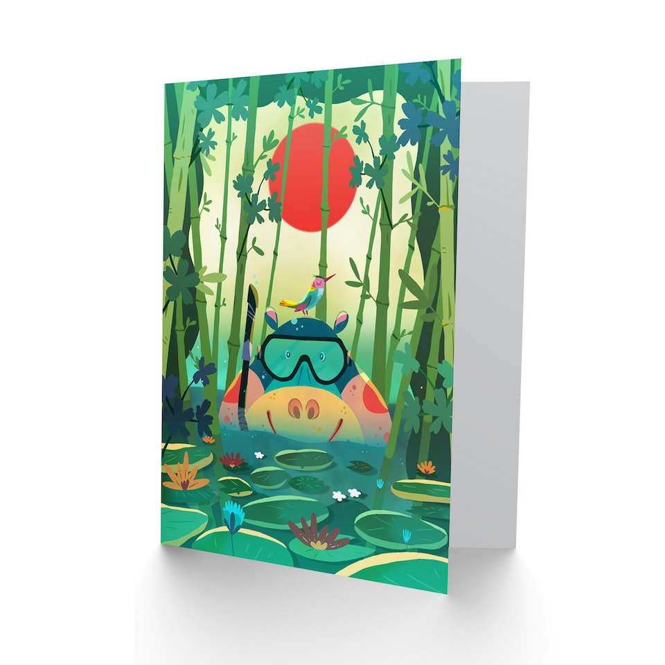 image 1 of Jungle Animals Hippo Kids Birthday Child Kids Card