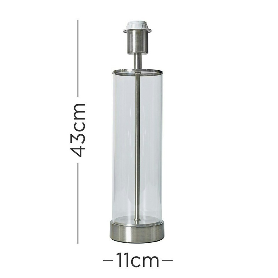 image 1 of ValueLights Contemporary Brushed Chrome And Clear Tube Table Lamp Base