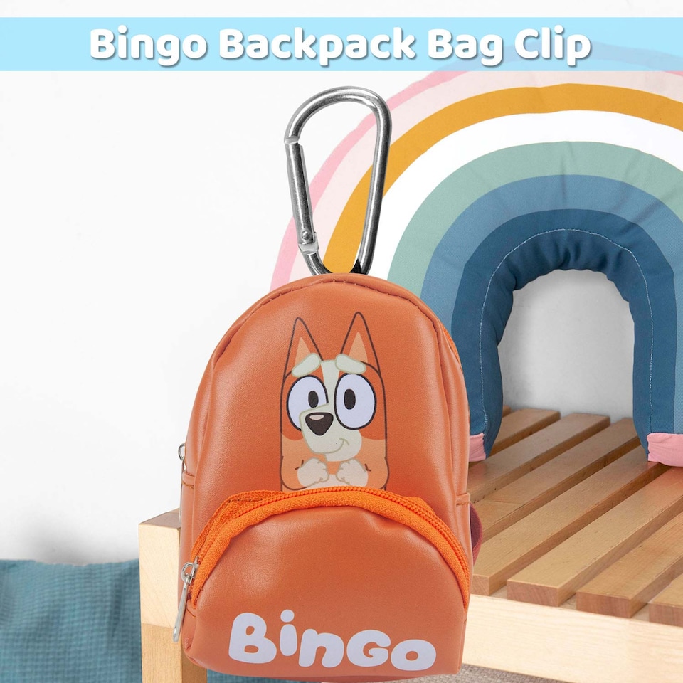 image 1 of PMS Bingo Plush Backpack Bag Clip - Orange, 12.5cm