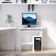 image 7 of HOMCOM Compact Small Computer Table Wooden Desk Keyboard Tray Storage Shelf Modern Corner Table Home Office White