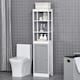 image 8 of kleankin Bathroom Tall Storage Cabinet Organizer Tower w/ Door Shelves White