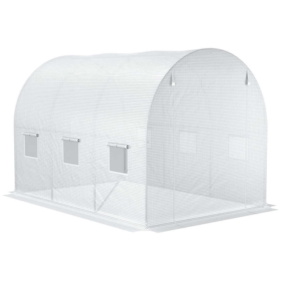 image 1 of Outsunny 3 x 2 x 2m Replacement Greenhouse Cover w/ Windows, White | White | White | 300L x 200W x 200H cm