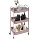 image 1 of HOMCOM 3-tier Storage Trolley on Wheels, Metal Storage Cart, Rolling Ultility Cart with 3 Mesh Baskets for Living Room, Kitchen, Pink