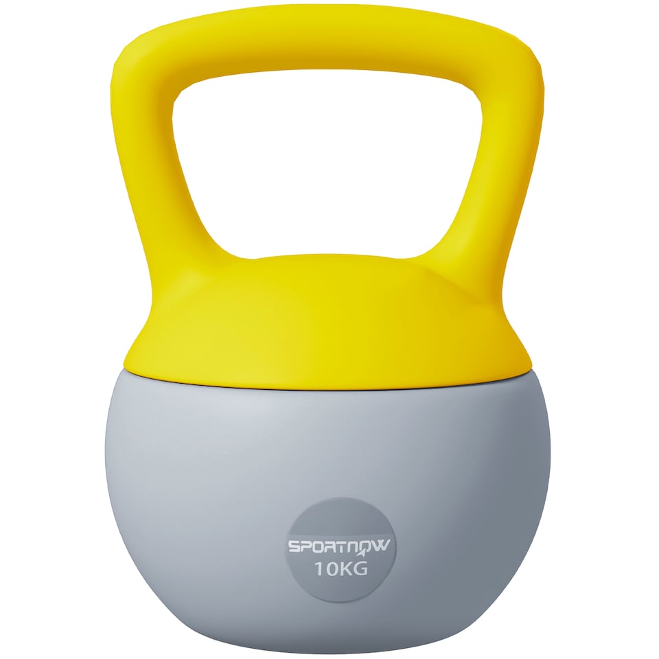 image 1 of SPORTNOW 10KG Kettlebell w/ Soft Body and Non-Slip Handle, Yellow and Grey