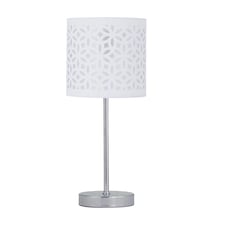Chrome Stick Table Lamp with White Laser Cut Shade | Chrome | White | Medium | 1
