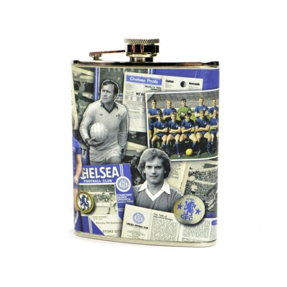image 1 of Chelsea FC Retro Hip Flask - Blue/White - One Size