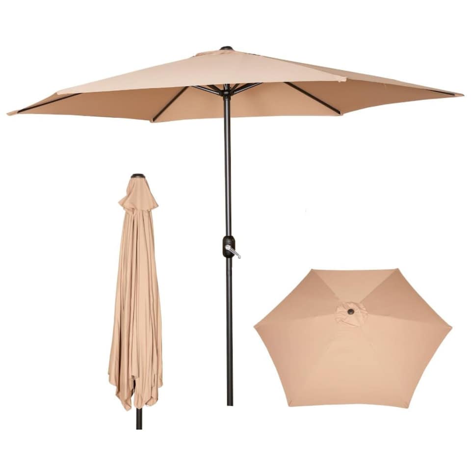 image 1 of Samuel Alexander 2.7m Havana Garden Patio Parasol with Crank Handle in Beige | Cream | Beige