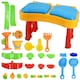 image 5 of Sand and Water Activity Table XL with Double Compartment, Waterfall Lids, and 25 Accessories – Outdoor Play Set with Lids and Water Mill