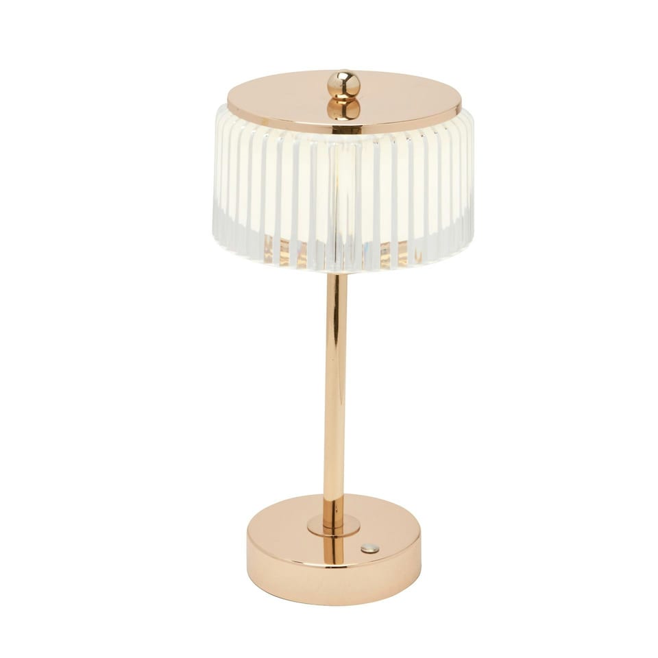 image 1 of Hestia Crystal USB LED Touch Table Lamp with Gold Base & Trim