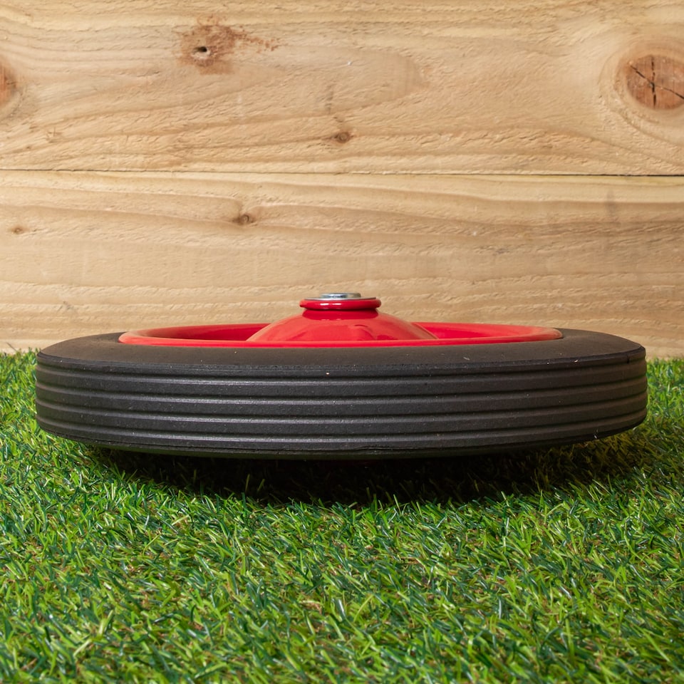 image 1 of Replacement 13" x 3" Puncture Proof / Solid Wheelbarrow Wheel With Axle