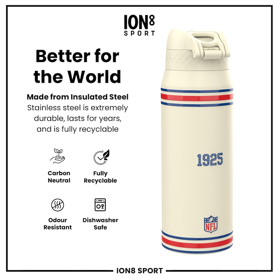 image 1 of NFL x Sports, Vacuum Insulated Steel Bottle, Series, 750ml (24oz) | Cream | NFL Throwback Giants | One Size