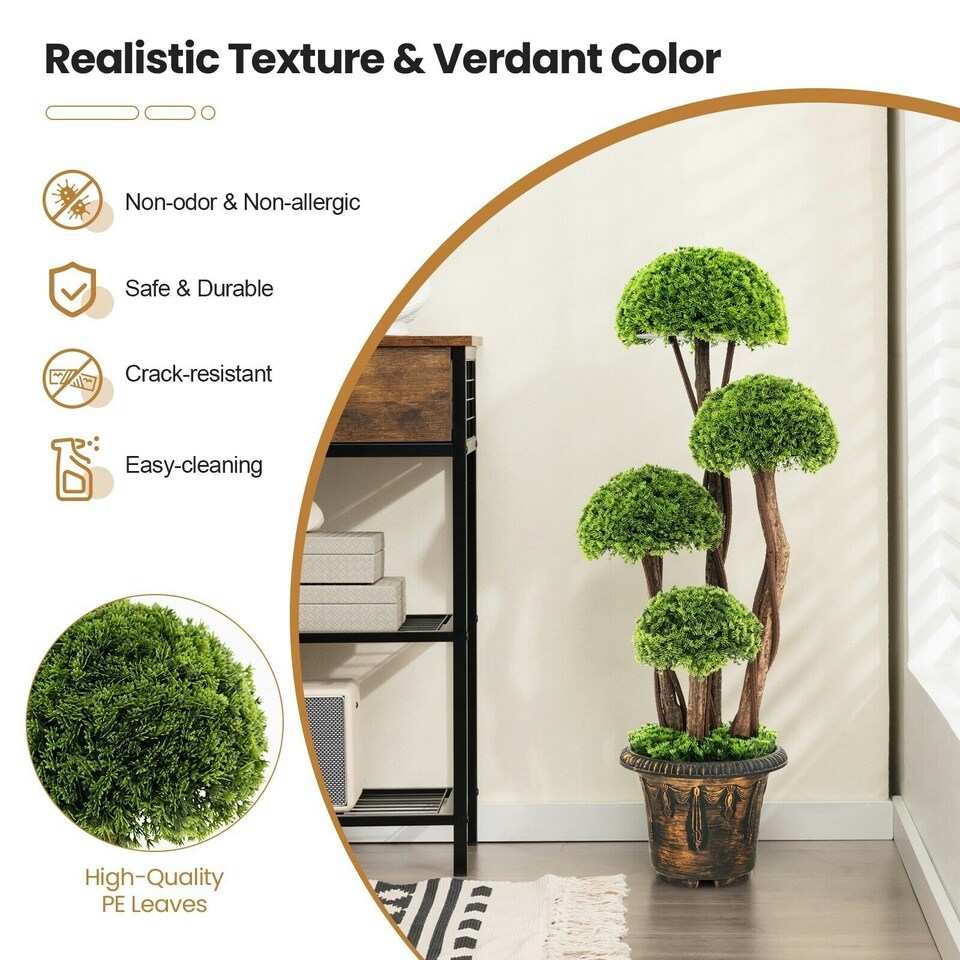 image 1 of COSTWAY 90 cm Artificial Tree Decor Topiary Ball Plant Green | One Size
