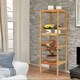 image 3 of 4 Tier Adjustable Wooden Standing Shelving Rack Unit Natural Brown Brown | One Size