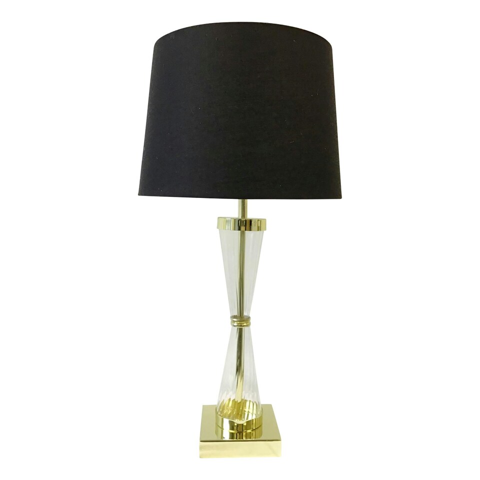 image 1 of Set of 2 Gold Touch Lamps with Black Cotton Shades Gold | Black