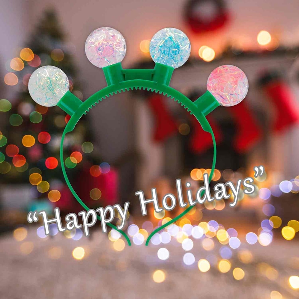image 1 of vfm-estore Christmas Light-Up Headband Glitter Ball - One Size, Green Glitter