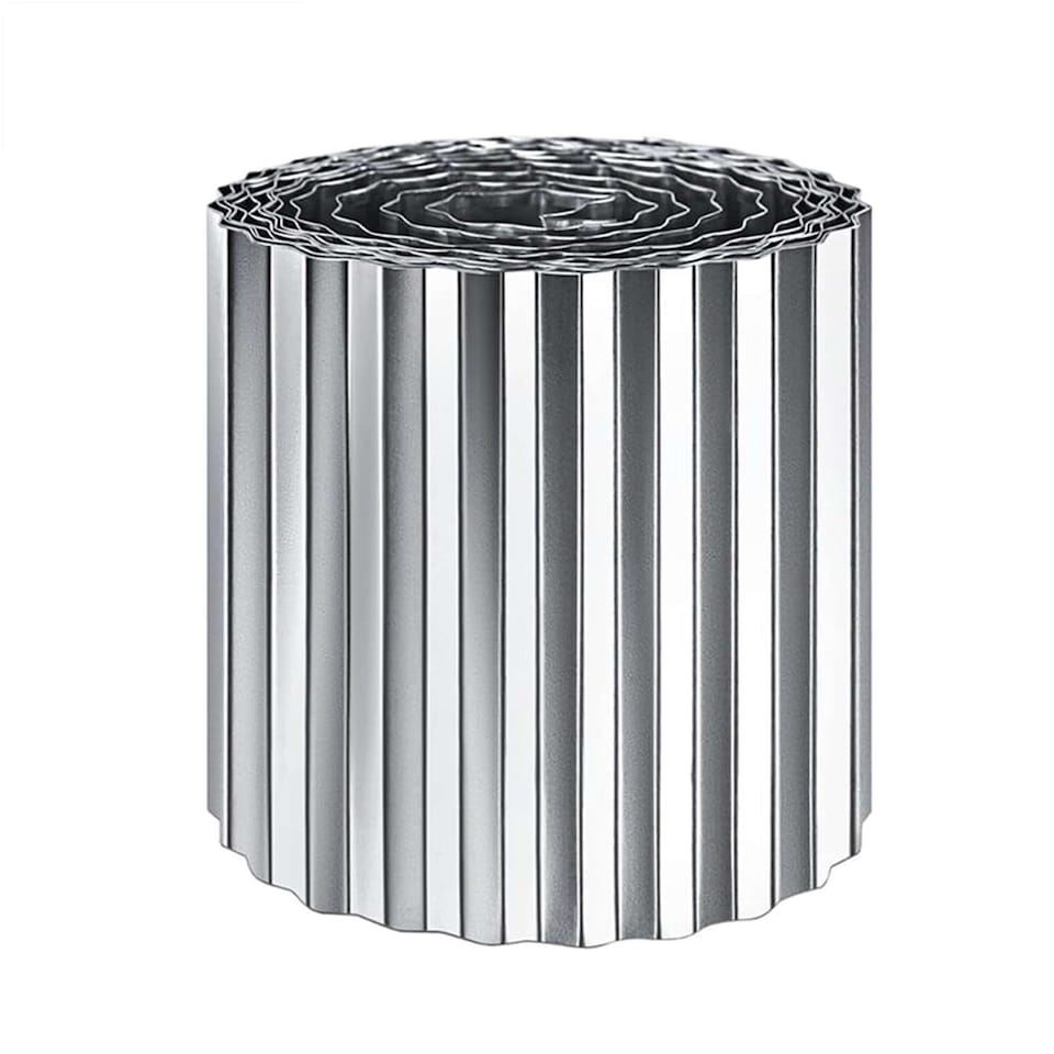 image 1 of Corrugated Galvanised Steel Metal Garden Border Roll | Silver | Silver | 12m