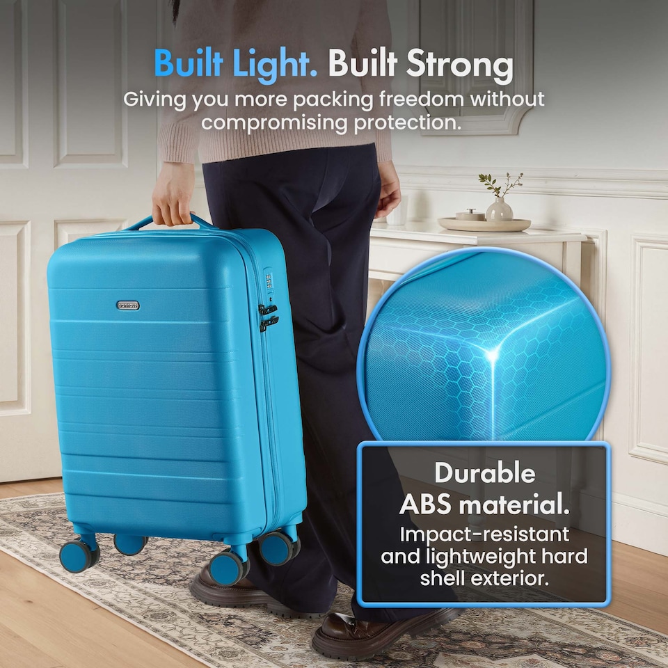 image 1 of Vonhaus Hard Shell Suitcase Set 3 Piece with TSA Lock | Blue | Teal