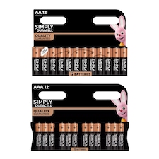 Duracell Simply Power AA & AAA Alkaline Batteries, Pack of 24