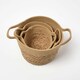 image 6 of Homescapes Set of 3 Woven Storage Baskets, Natural Grass and Rope Cream