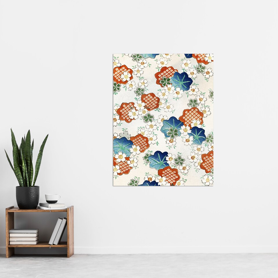 image 1 of Vintage Floral Flower Pattern Japanese Wall Art Print Bijutsukai 24x32"