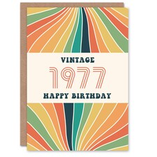 Vintage Retro Him Her Rainbow Born 1977 Aged 48 Years Old 48th Birthday Card