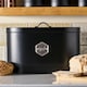 image 2 of Cooks Professional Bread Bin - Metal Food Storage Cannister with Nameplate | Black | Black & Silver