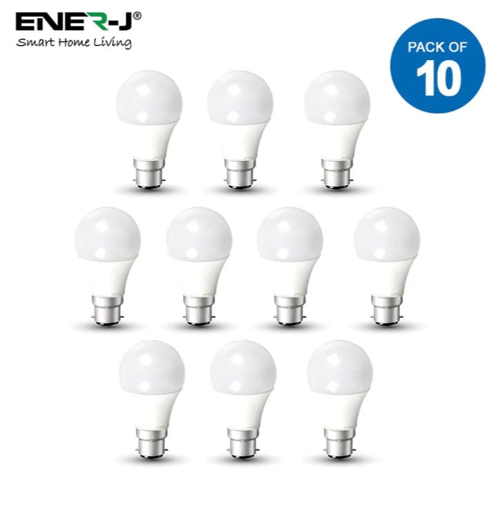 ENER-J LED Bulb- 10W GLS A60 LED Thermoplastic Lamp B22 4000K (pack of 10 units) in White | Size: 25 cm diameter x 19 cm high