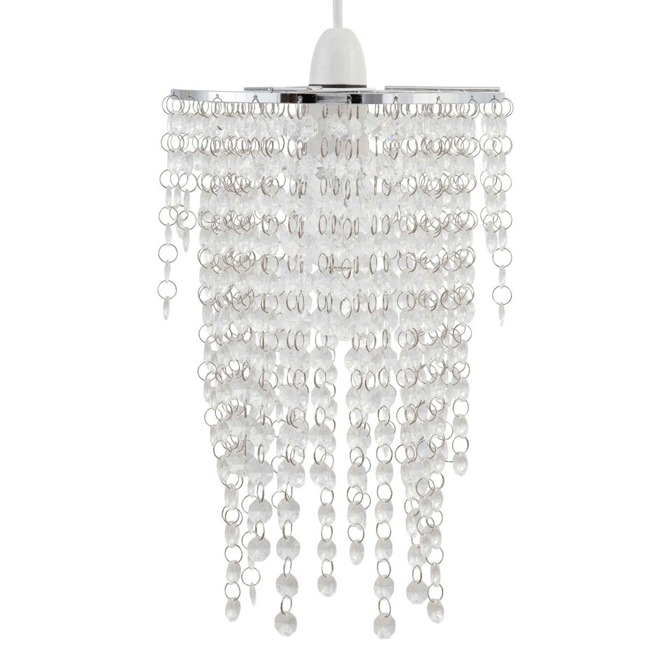 image 1 of First Choice Lighting Cleared Jewelled Waterfall Light Shade Clear | Chrome
