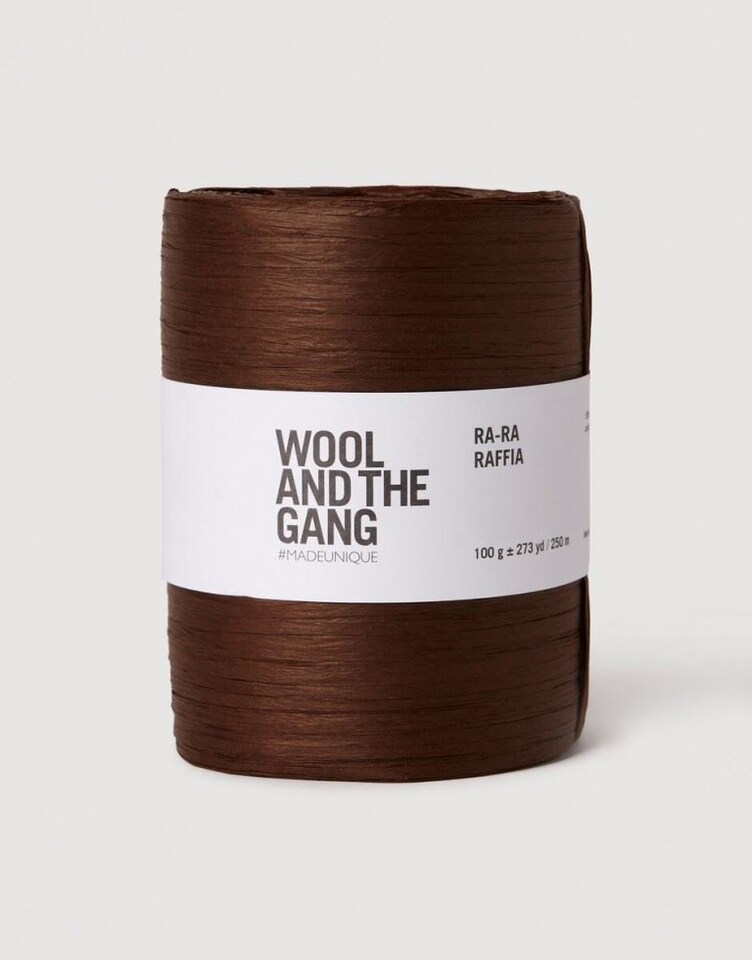 Wool and the Gang Brown Ra-Ra Raffia Yarn For Crochet, Knitting - per 100 gram ball