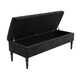 image 5 of 137cm Safar Plain Ottoman Storage Bench -Naples Shoes Bench with Black Turned Wooden Legs - Black Upholstery Footstool Storage