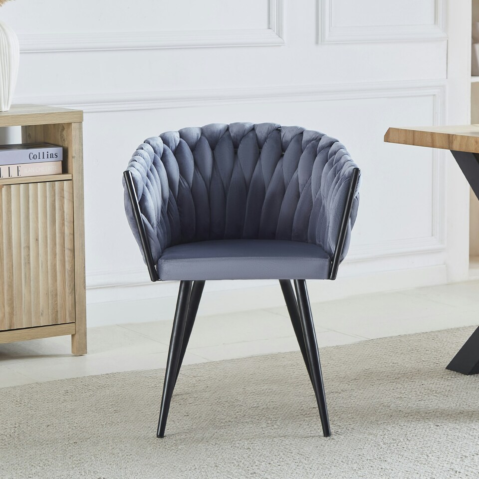 image 1 of Set of 2 Baiano Fabric Dining Chairs - Grey