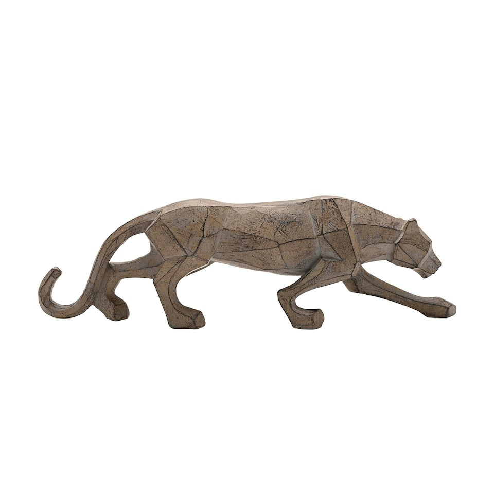 image 1 of Naturecraft Geometric Prowling Leopard Figurine Grey