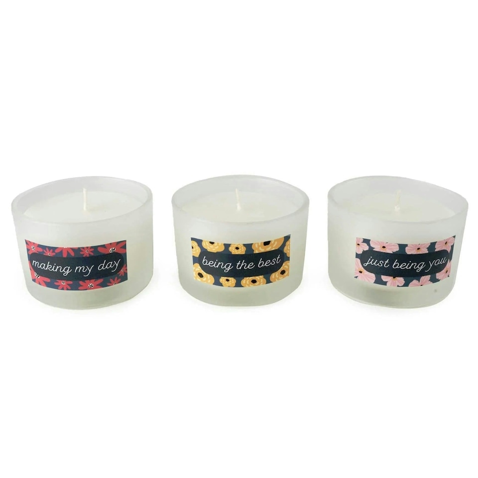 image 1 of Candlelight Thank You Set of 3 Candles Gift Box Floral | Blue | One Size | 1