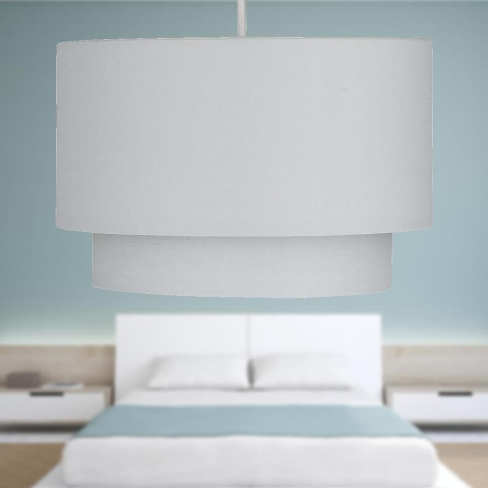 image 1 of Light Grey 2 Tier Ceiling Light Shade | Grey | Medium | 1