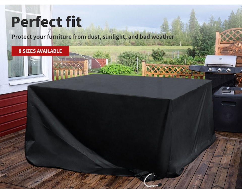 image 1 of Marlow Outdoor Furniture Cover Garden Patio Waterproof Rain UV Protector | Black | 213cm