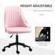 image 4 of Vinsetto Velvet Office Chair with Adjustable Height and Wheels, Pink