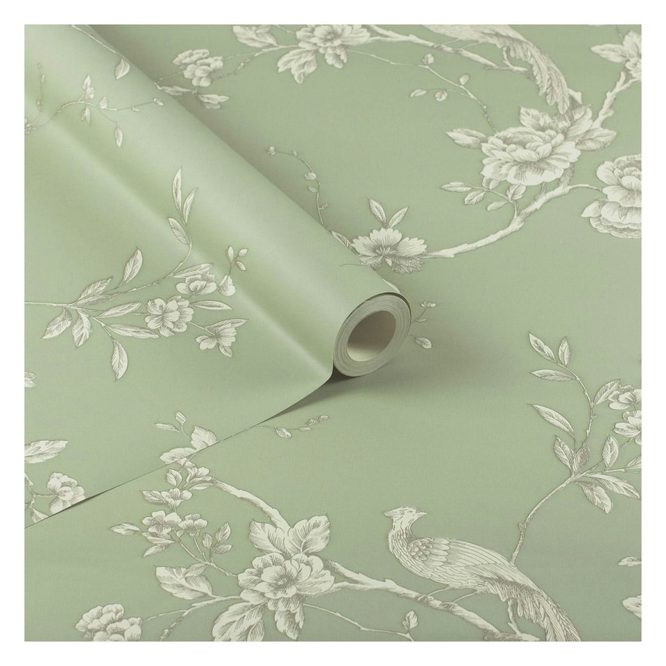 image 1 of World of Wallpaper Chinoise Wallpaper - Sage Green - 10m x 0.53m | Green